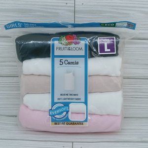 Fruit of the Loom Girls' Tag-Free Camis Tank Tops, 5 Pack Size Large